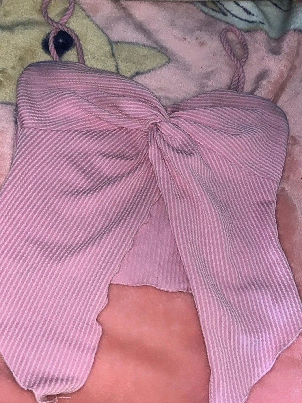 Pink Bow Front Crop Top